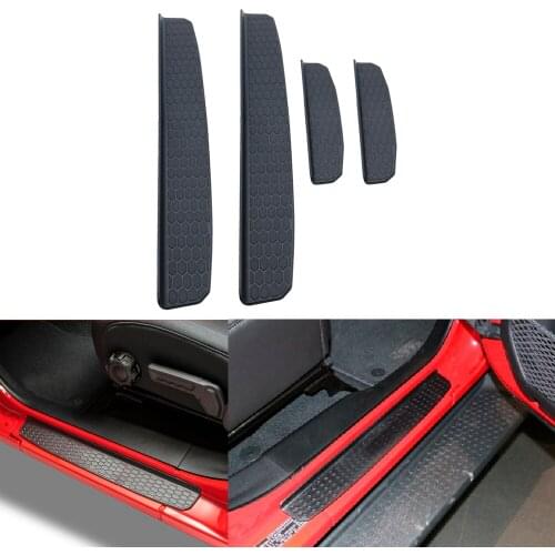 For 2018 Jeep Wrangler JL Black Door Sill Protector Scuff Plate Entry Guards Protector Trim Front Rear Plate Guards