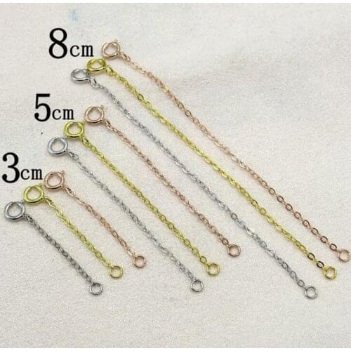 3cm 5cm 8cm 10cm Real 925 Sterling Silver Extension Chains with Lobster Clasps for Necklace Extended Tail Chain Connector DIY