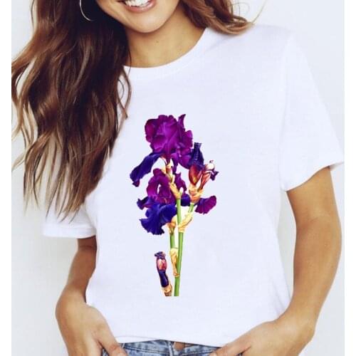 Women Graphic Flower Valentine Love Printing Casual Spring 90s Summer Lady Clothes Tops Tees Print Female Tshirt T-Shirt