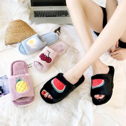 Womens Home Slippers Cartoons Lovely Sweet Embroider Female Spring & Autumn Bedroom Shoes Soft Ladies Indoor Keep Warm Footwear