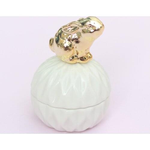 Golden ceramic jewelry box with cover squirrel starfish bird bear rabbit storage box ins girl heart gift