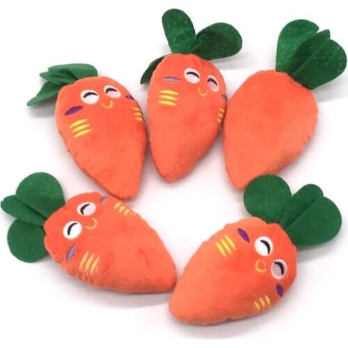 Sounding Puppy Dog Chew Toy Vegetable Cartoon Squeak Toy For Cat Pets Plush Cute Smile Carrot Small Pet Clean Teeth