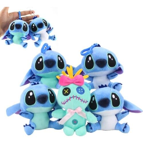 10-13cm Lilo and Stitch Plush Pendants Stitch Lilo Scrump Plush Stuffed Keychains Toys Cute Dolls For Gift