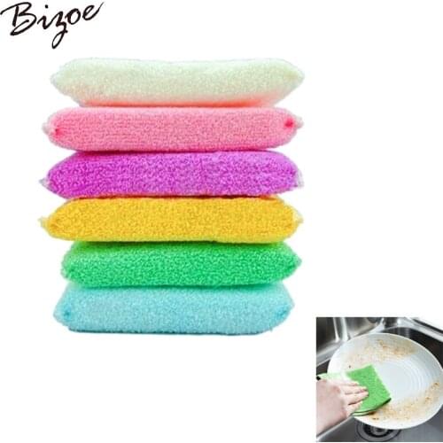 10PCS New Bamboo fiber sponge washing towels Bamboo fibre towel washing oil wash cloth bowl sponge bamboo fibre cleaning block