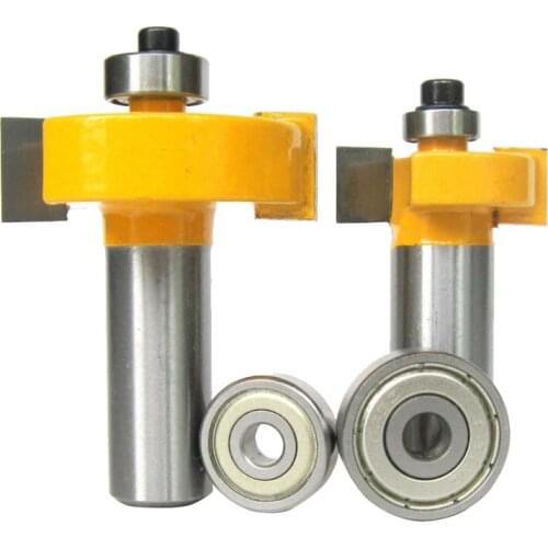 2 pc 1/2 SH 1/2, 3/8 Rabbeting & Slotting Router Bit w/2pc Bearings Set wood cutter woodworking bits wood milling cutter
