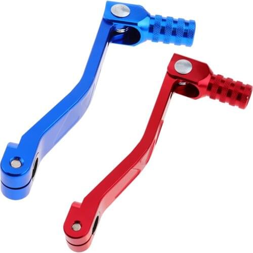 2pcs/set Universal CNC Folding Gear Shift Lever Pedal Adjustable - Blue/Red