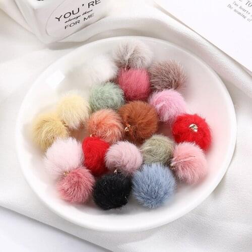 20pcs 18mm Color Imitation Mink Plush Balls Pendants DIY Craft Supplies Earrings Jewelry Hang Ring Pompoms Ornament Materials