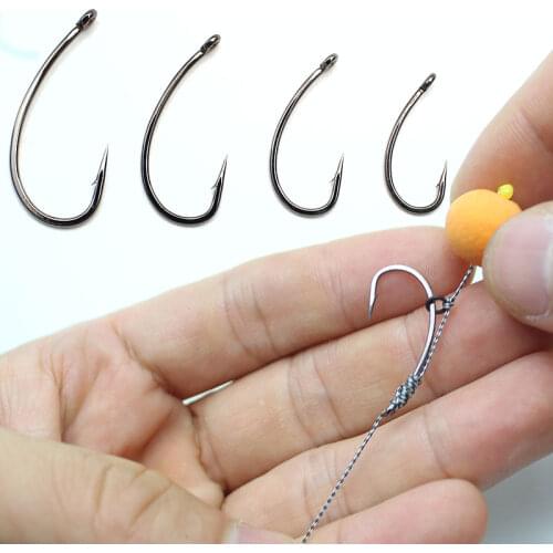 20PCS Carp Fishing Barbed Hook Nickel Coated Curve Shank Hook High Carbon Steel Carp Hook Equipment For Carp Fishing Rigs