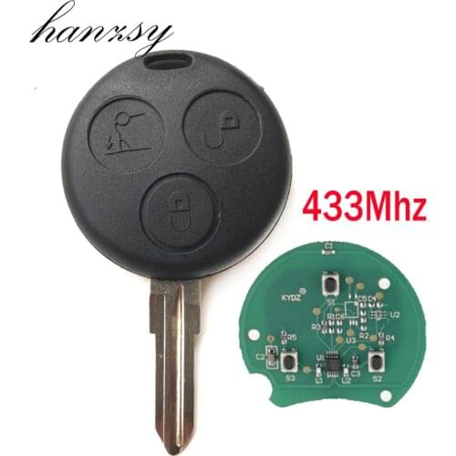 3 Buttons 433Mhz Remote Key For Mercedes Benz Smart Fortwo 450 Forfour 451 Roadstar Uncut Blank Blade Car Key