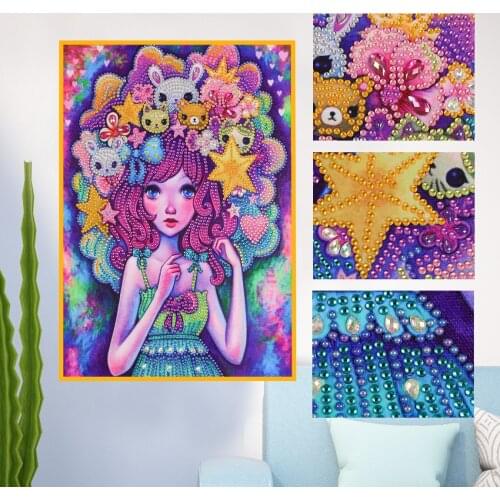 5D Diy Diamond Painting Flower Girl Crystal Diamond Mosaic Picture Shaped Diamond Embroidery Rhinestone Home Decoration Gift