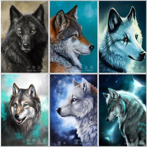 5D DIY Diamond Painting Wolf Diamond Embroidery Mosaic Cross Stitch Square Drill Diamond Painting Full Drill Decoration Painting