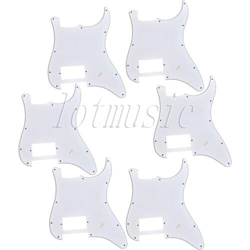 6Pcs White Pickguard One Humbucker for Electric Strat ST Scratch Plate Replacement
