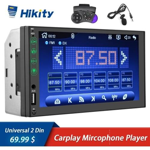 Hikity 2 Din Car Radios Carplay MP5 Microphone Car Multimedia Player Universal For Volkswagen Nissan Hyundai Kia toyota LADA