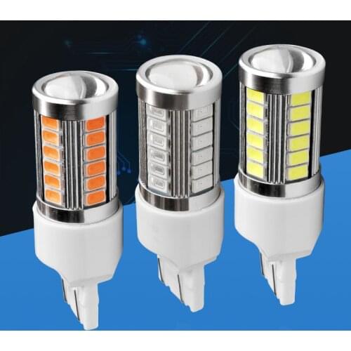 1pcs T20 7443 W21/5W 33 SMD 5730 LED car turn signal fog lamps 33SMD 5630 LED motor brake lights Bulb white red orange amber 12V