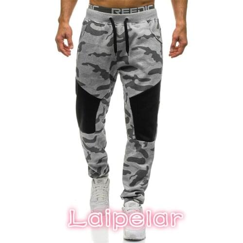 Male Trousers New Men Casual Hip hop Sweatpants Personality stitching Army Camouflage Trousers Joggers Mens Pants Plus Size