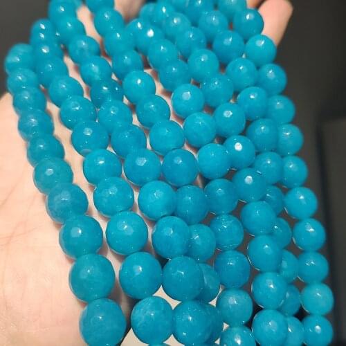 Wholesale 4mm 6mm 8mm 10mm 12mm Faceted Blue Stone Round Beads For Jewelry Making 15.5inches DIY Jewellery