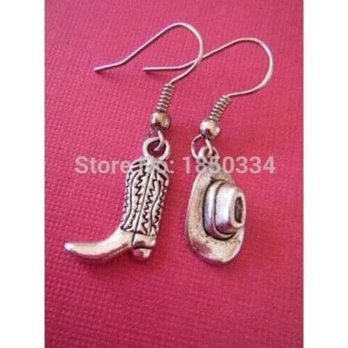 Fast delivery Cowboy Boots Cowboy Hat Earrings Charm Western Cowboy Dropy Dangle Earrings For Women/Girl Jewelry Gifts