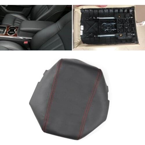 Black-red line Microfiber Leather Armrest Cover For Chrysler 300 2008 2009 2010 Center Control Armrest Box Cover Sticker Trim
