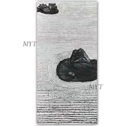 Black And White Textured Wall Art Hand-painted Oil Painting Pictures Abstract Artwork Paintings For Hotel Room Wall Decoration