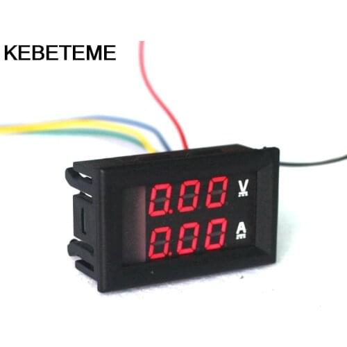 Digital Voltmeter Ammeter DC 0-100V 10A Volt Meter Gauge Red Blue LED Dual Display Voltage Current Indicator Monitor Detector