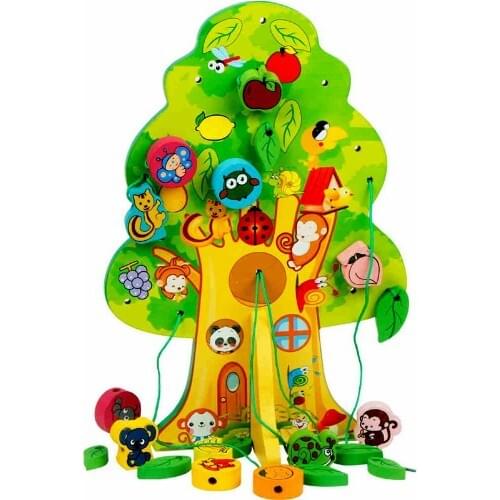 Piramigo 3D Wood Bead Stringing Tree Animals And Fruits
