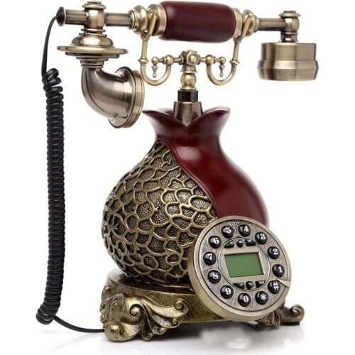 Europe style Vintage landline Antique Telephone for home office made of resin white and red fixed phone can work worldwide H26