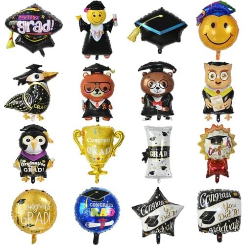 Graduation Foil Balloons Star Round Medal Diploma Air Balloon Globos for Graduation Party Decor Congratulate Grad Class of 2020