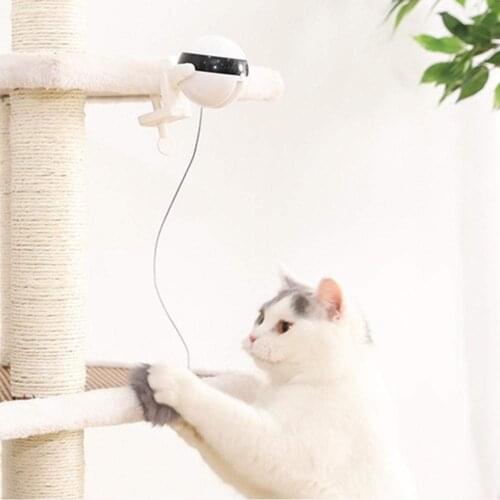 Cat Feather Toys, Interactive Funny Cat Teaser Training Toys Yo-Yo Lifting Ball, Electric Flutter Rotating Puzzle Pet Toy