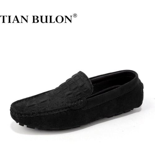 Crocodile Suede Men Loafers Moccasins Genuine Leather Mens Boat Shoes Slip on Male Casual Driving Shoes Zapatos Plus Size 38-46