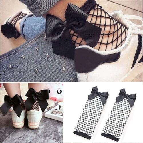 Bow Tie Cool Female Hollow Fishnet Socks Dress Sexy Bowknot Fishnets Socks Women Calcetines