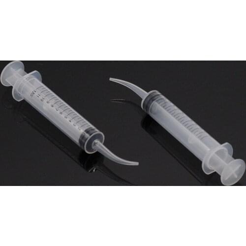 Lab Supplies Disposable Irrigation Syringe With Curved Tip 12CC For Dental Lab