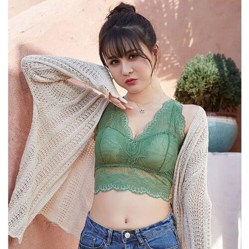 Summer Sports Fitness Camisole Sexy Lace Gathered Breathable Wire Free Bralettes Tube Top Cross Shoulder Strap Underwear