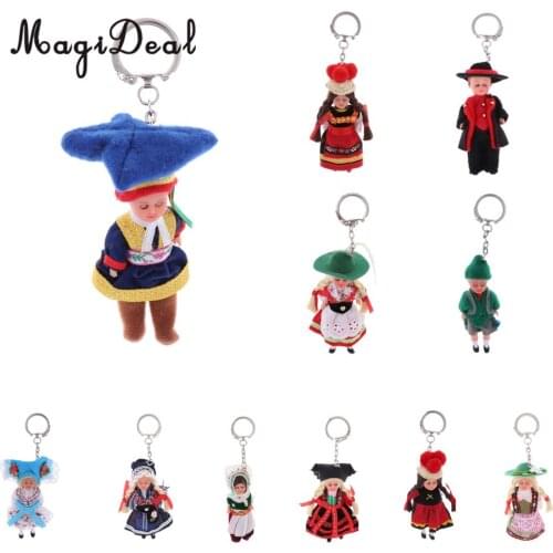 MagiDeal 3inch Nationality Ethnic Clothing Doll Souvenirs and Bag Pendants