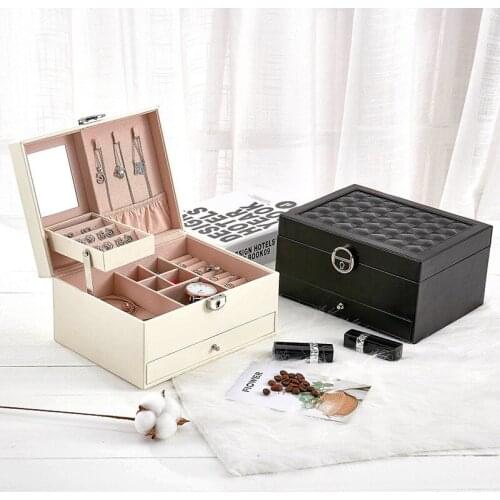 Fashion Design Leather Jewelry Box Jewelry Case Jewelry Package Storage Large Space Jewelry Ring Necklace Bracelet Hot SellingWF