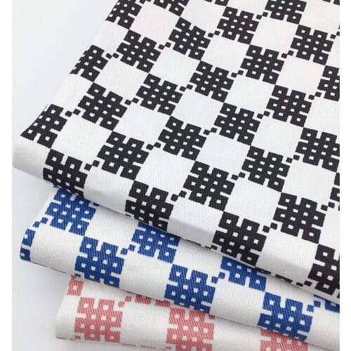 Fashion Plaid Boho Style Printed Denim Fabric Cotton Twill Thick Jeans Fabric For Suits Pants Hat Shoes Home DIY 100X150cm Tela