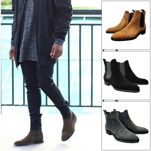 Men Suede Ankle Boots Formal Casual High Top Shoes Anti-slip Breathable For Outdoor Fashion Shoes Man Zapatillas Hombre Dropship