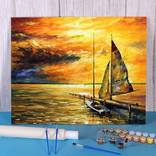 Sailing Away Painting By Numbers Package Acrylic Paints 40*50 Oil Painting New Design Crafts For Adults Wholesale