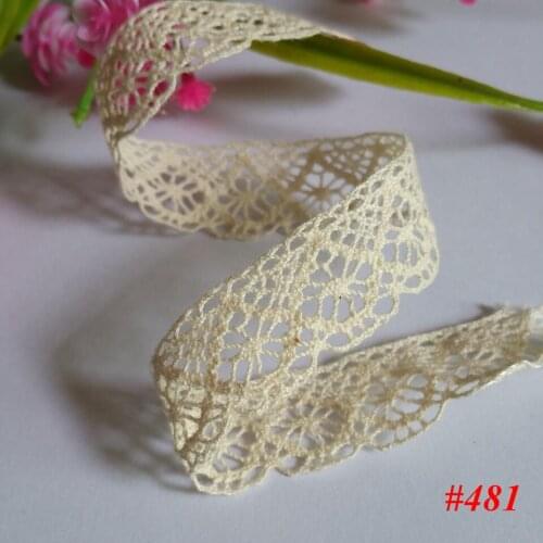 NEW 12 yards/ lot STYLES-DOUBLE OVAL GALLOON COTTON/CLUNY LACE TRIMS CROCHET LACE BEIGE 18MM WIDE Garment Accessories NO481