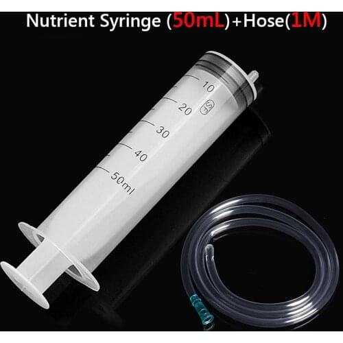 New 1 Set Plastic Syringe 50ml Syringe Disposable Syringe For Labs Hydroponic Refilling Measuring & 1m Silicone Tube
