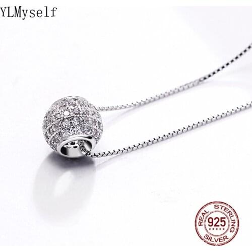 Cute Small Ball design Necklace Real 925 Sterling Silver Pendant Zirconia Fast delivery silver Statement Jewelry