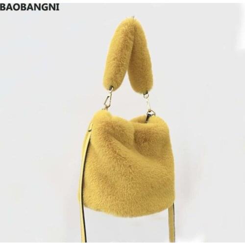 Plush Bags For Women Winter Faux Fur Crossbody Pack Handbag Women Casual Fur Shoulder Bags bolsa feminina