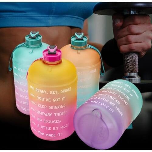 C2 3.78L Portable Sport Water Bottle Cup Pot Vase with Straw Clear Plastic Drinking Bottles GYM Tool Jug BPA Free Sports Cup