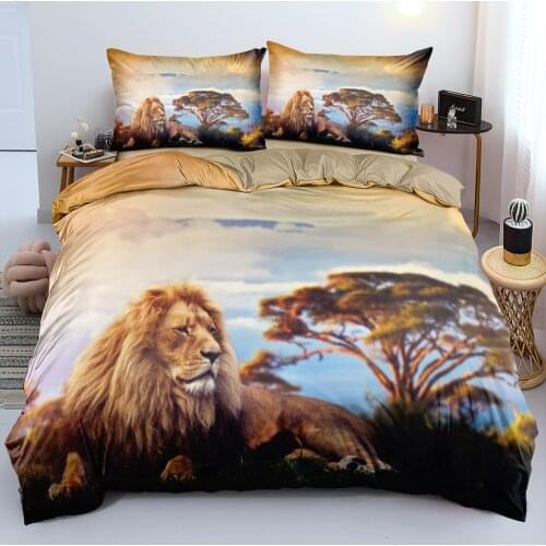 3D Camel Bedclothes Quilt Covers Pillow Cottoms Set Comforter Cases Full Twin Single Double Size Animal Lion Custom Bedding Sets