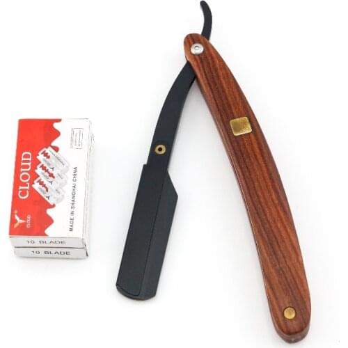 Straight razor Mens shaving razors Black cover Solid wood handle NEW