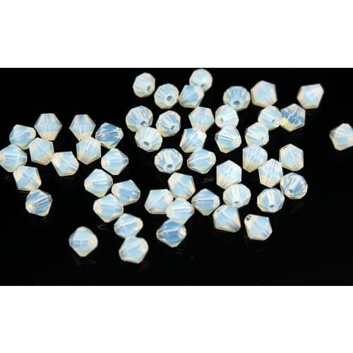 TianBo 100pcs Opal Color 4mm Bicone Crystal Beads Glass Beads Loose Spacer Beads DIY Jewelry Making Austria Crystal Beads