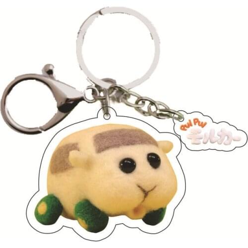 Japan PUI Molcar Guinea Pig Cute Animal Keychain Cartoon Double-side Acrylic Key Ring Holder Bag Charm Classic Kids Gift
