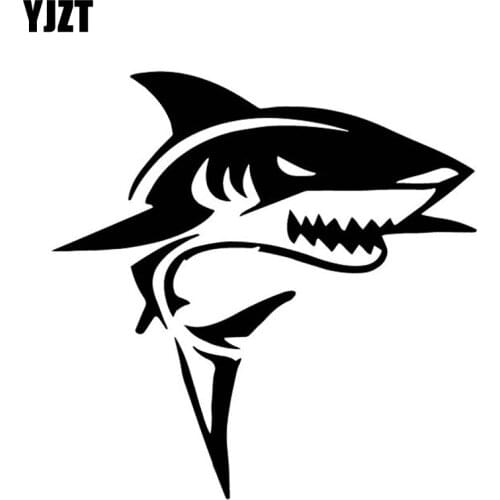 YJZT 15.9CM*16CM Fierce Sharks Car Trunk Pattern Decorate Car Stickers Vinyl Decal Black/Silver C4-2220