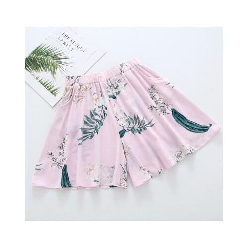 Womens cotton ladies pajamas shorts thin loose pants skirt cotton rayon home pants cotton silk sand pants