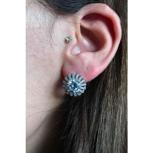 White Zircon Silver Women Earrings