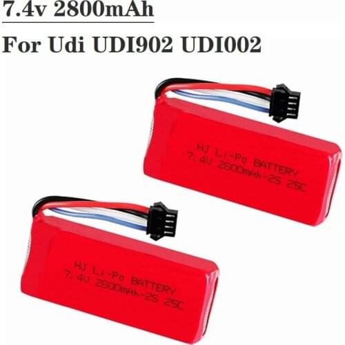 1-3Pcs 7.4V 2800mAh 25C Lipo battery SM-4P Plug For Udi UDI902 UDI002 Huanqi 961 Huanqi 962 Remote Control Boat Original